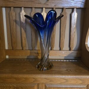 Murano Blue and Gray Artistic Vase
